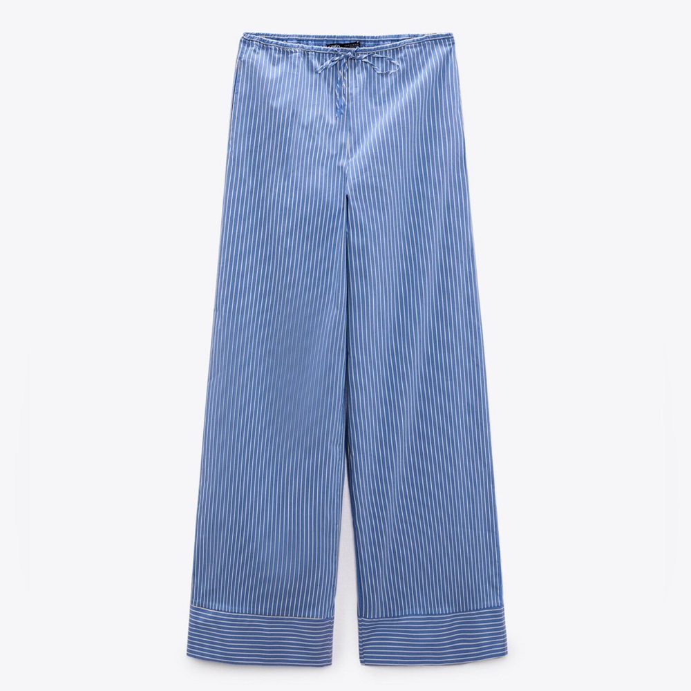 ZARA BLUE FULL LENGTH STRIPED PANTS